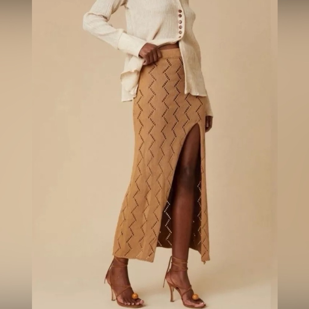 Savannah Morrow The Label, Lauryn Midi Skirt, Almond, XL, Best for M-L
